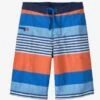 Patagonia Boys Wavefarer Boardshorts -KUHL Sales 30740 FITZ STRIPE CORAL l